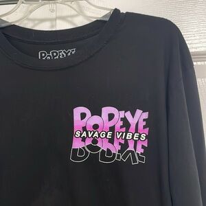 GUC SAVAGE VIBES Popeye Long Sleeve Shirt Sz L Black Printed Popeye comic strip